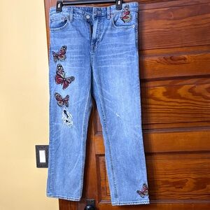 Lucky Brand Blue Jeans with Butterfly Embroidery